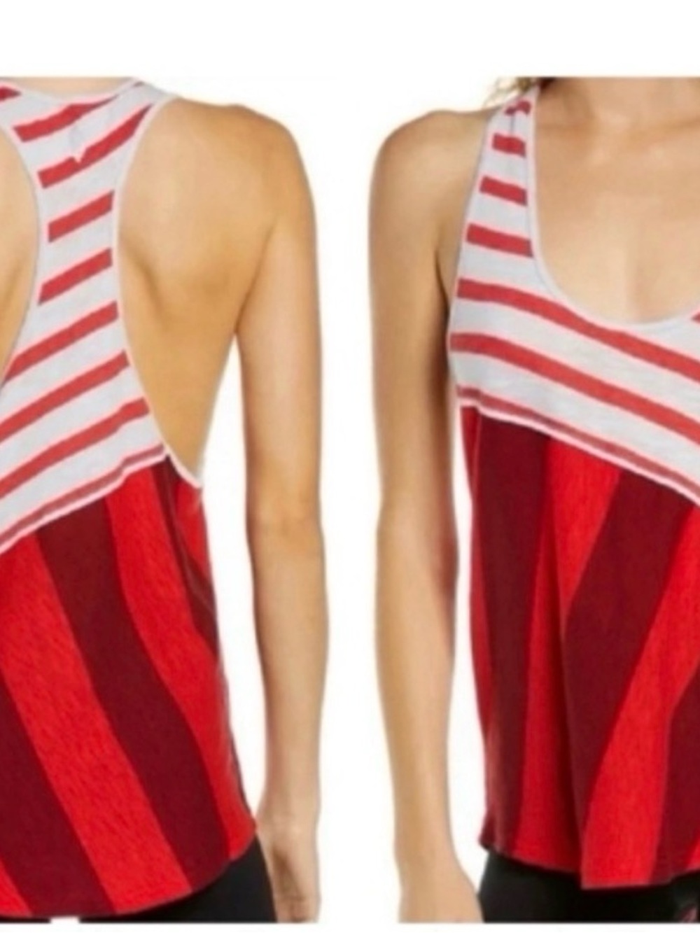 Free People Movement Keep Rolling Racerback Tank Striped Red and White size L